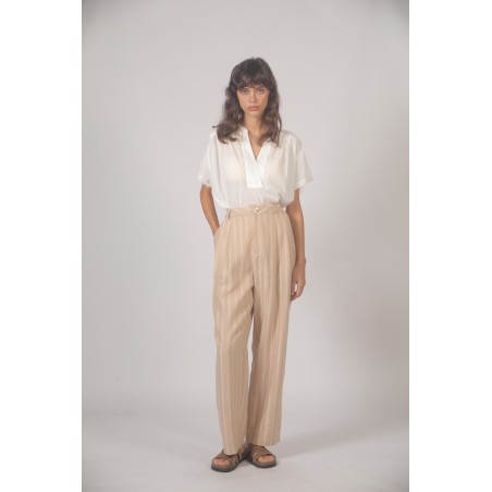 Pantalon à rayures tissées