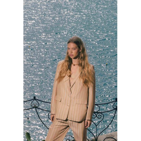 Pantalon à rayures tissées