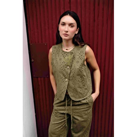 Gilet asymétrique brodé