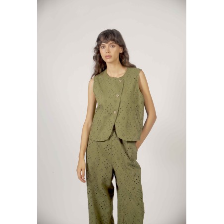 Gilet asymétrique brodé