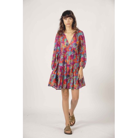 Robe courte multicolore