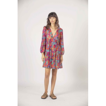 Robe courte multicolore
