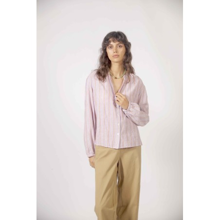 Blouse tissée rayée