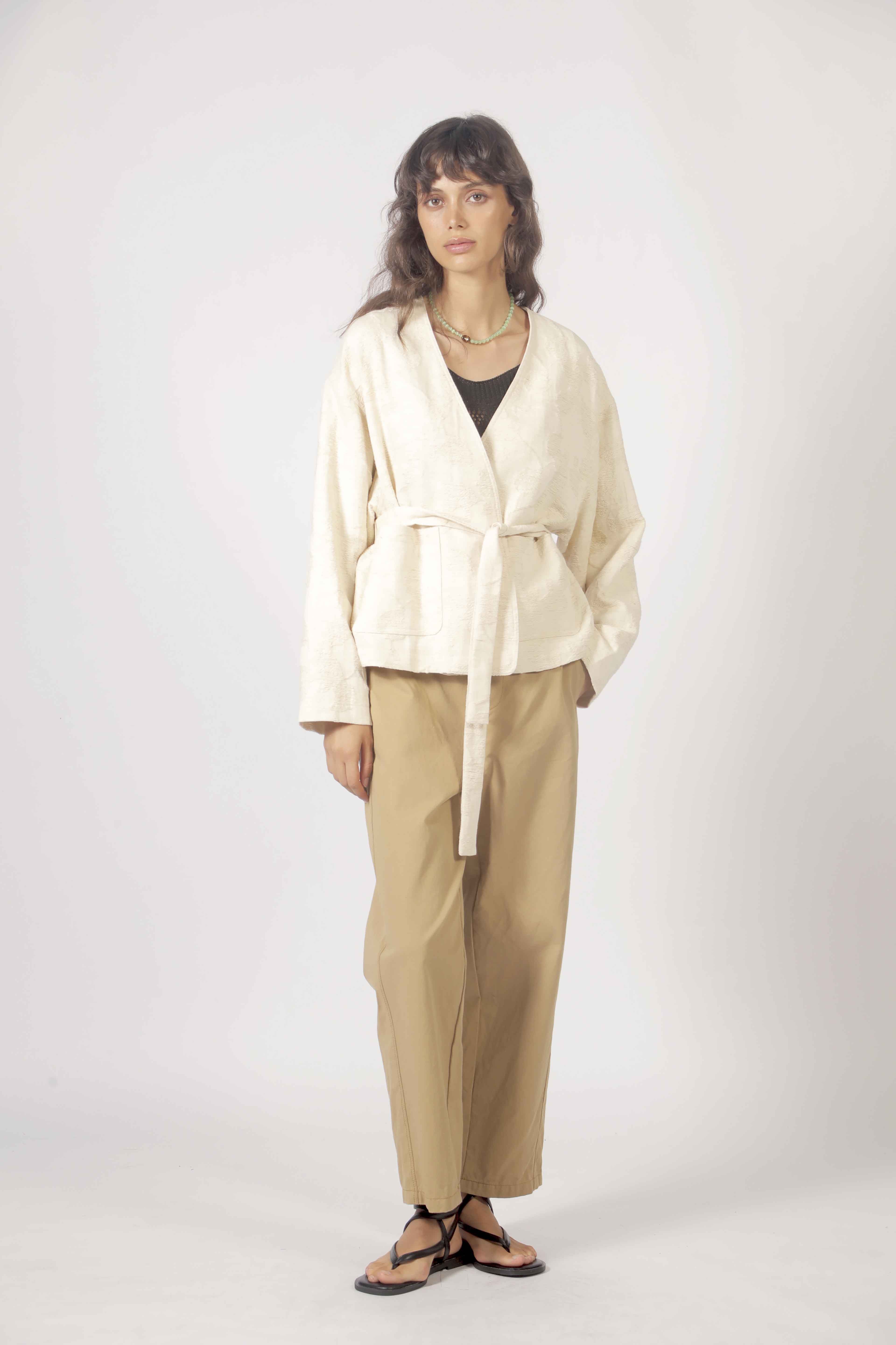 Veste  jacquard à nouer