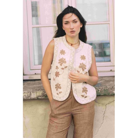 Gilet en jacquard brodé