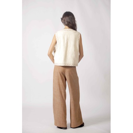 Gilet en jacquard brodé