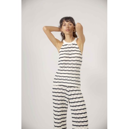 Pantalon en maille marinière