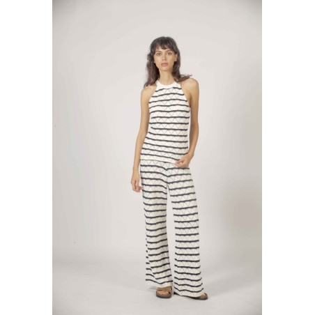 Pantalon en maille marinière