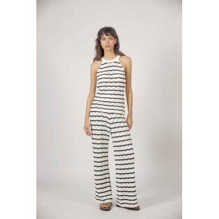 Pantalon en maille marinière
