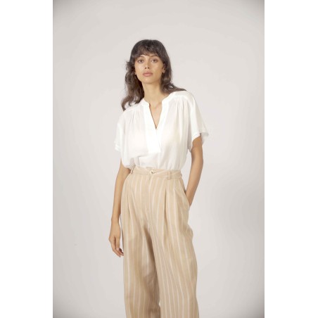 Pantalon à rayures tissées