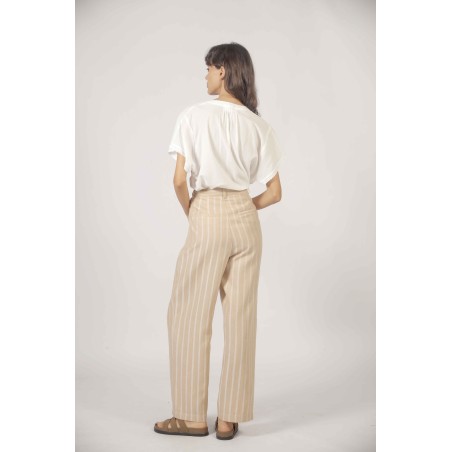 Pantalon à rayures tissées