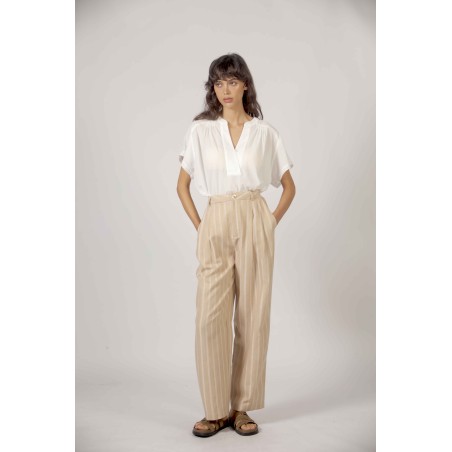 Pantalon à rayures tissées