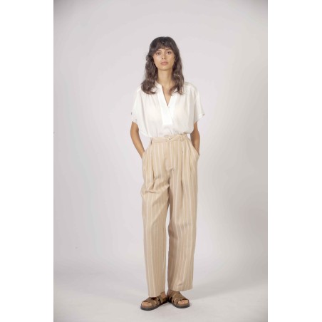 Pantalon à rayures tissées