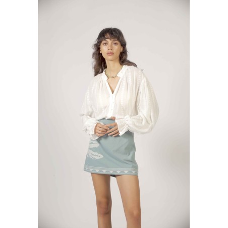 Blouse à rayure brodée