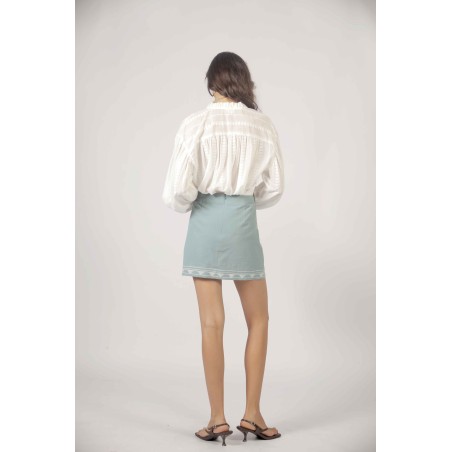 Blouse à rayure brodée