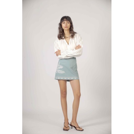 Blouse à rayure brodée