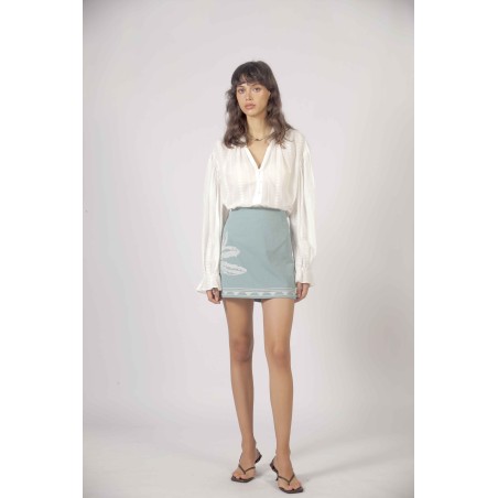 Blouse à rayure brodée