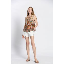 Blouse imprimé col v à nœud