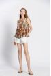 Blouse imprimé col v à nœud