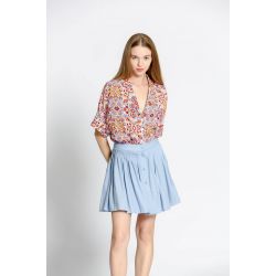 Blouse imprimé fleuri col v