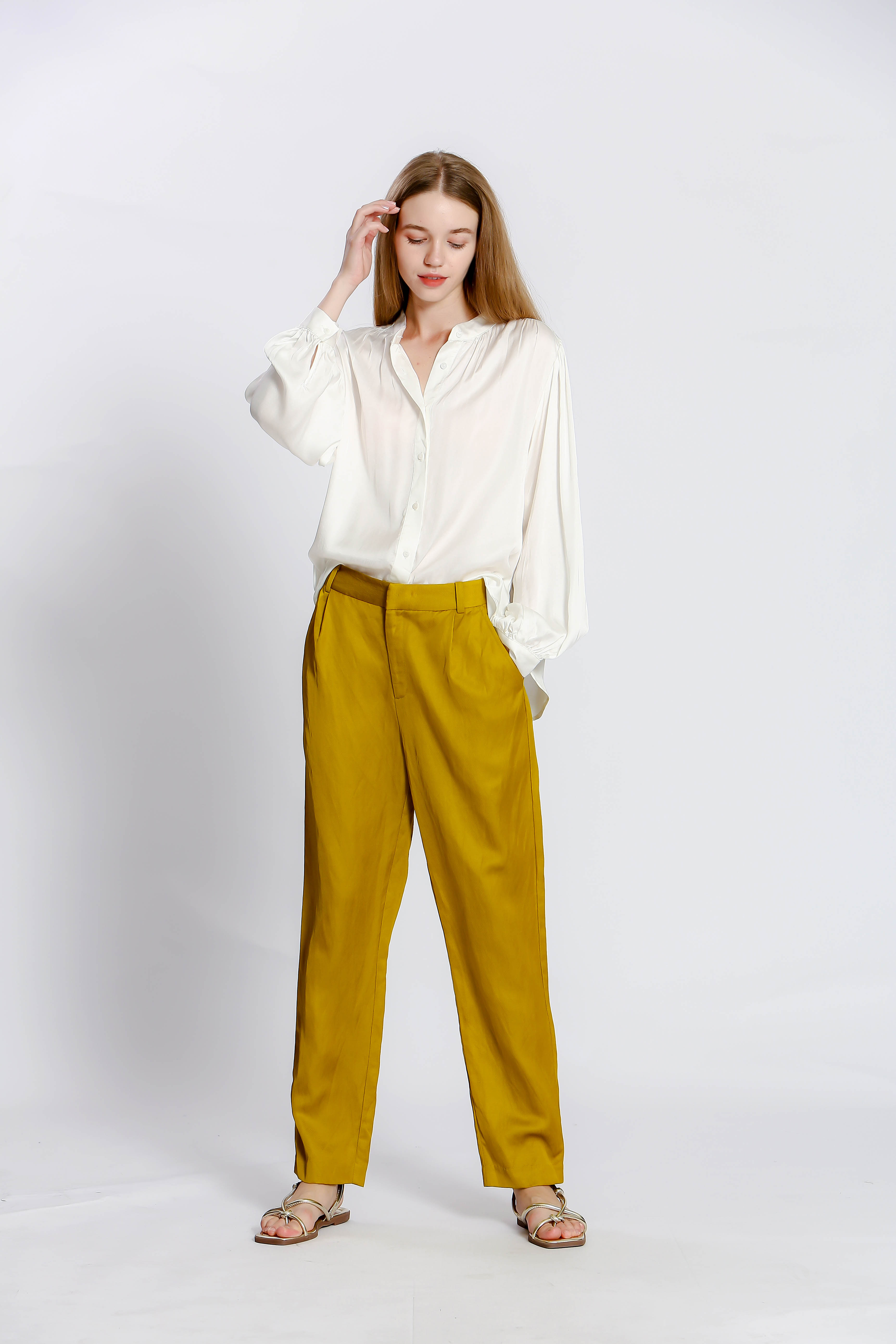 Blouse uni col rond