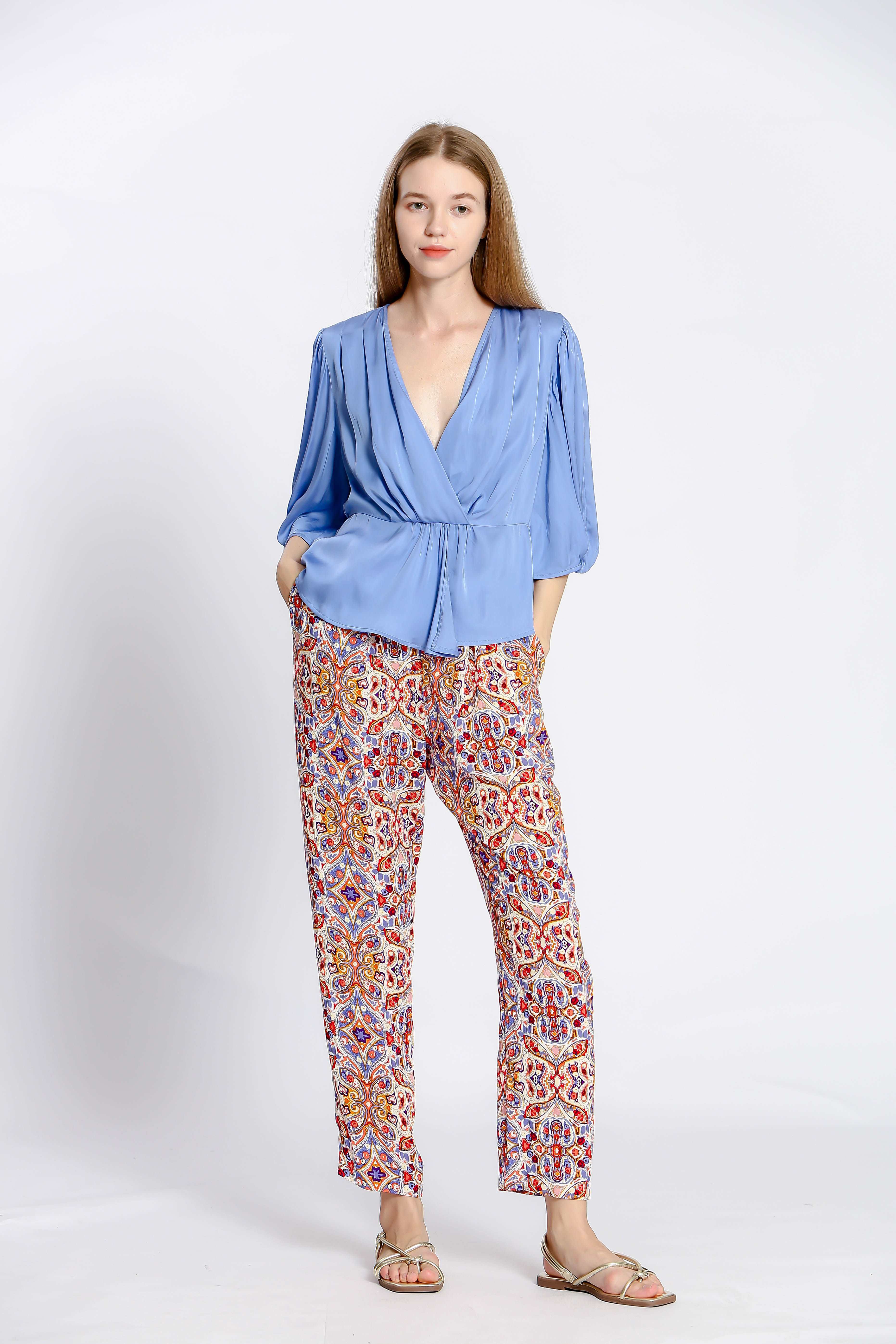 Blouse uni col v