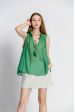 Blouse uni col v à nœud