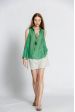 Blouse uni col v à nœud