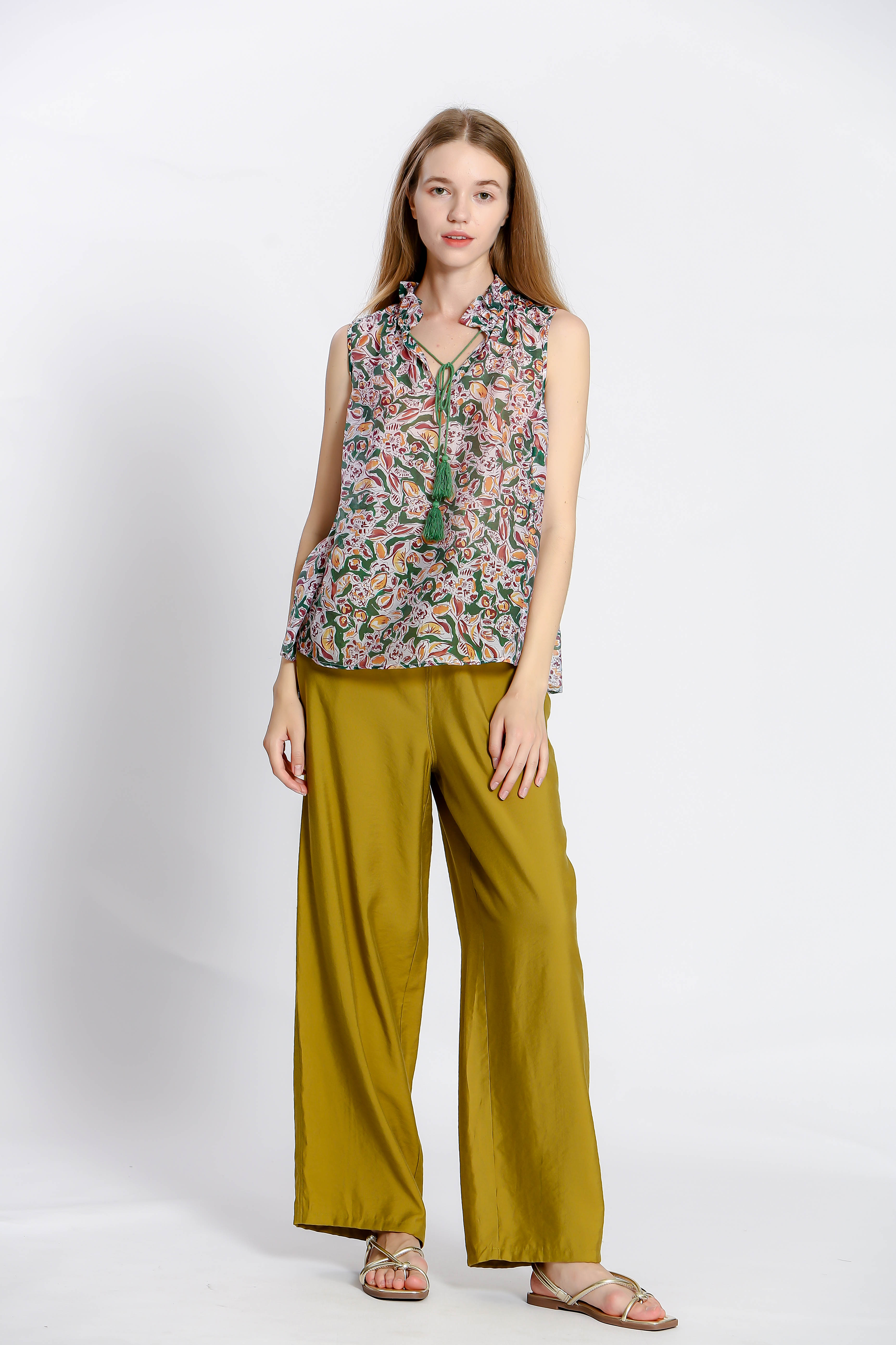 Blouse imprimé fleuri col v