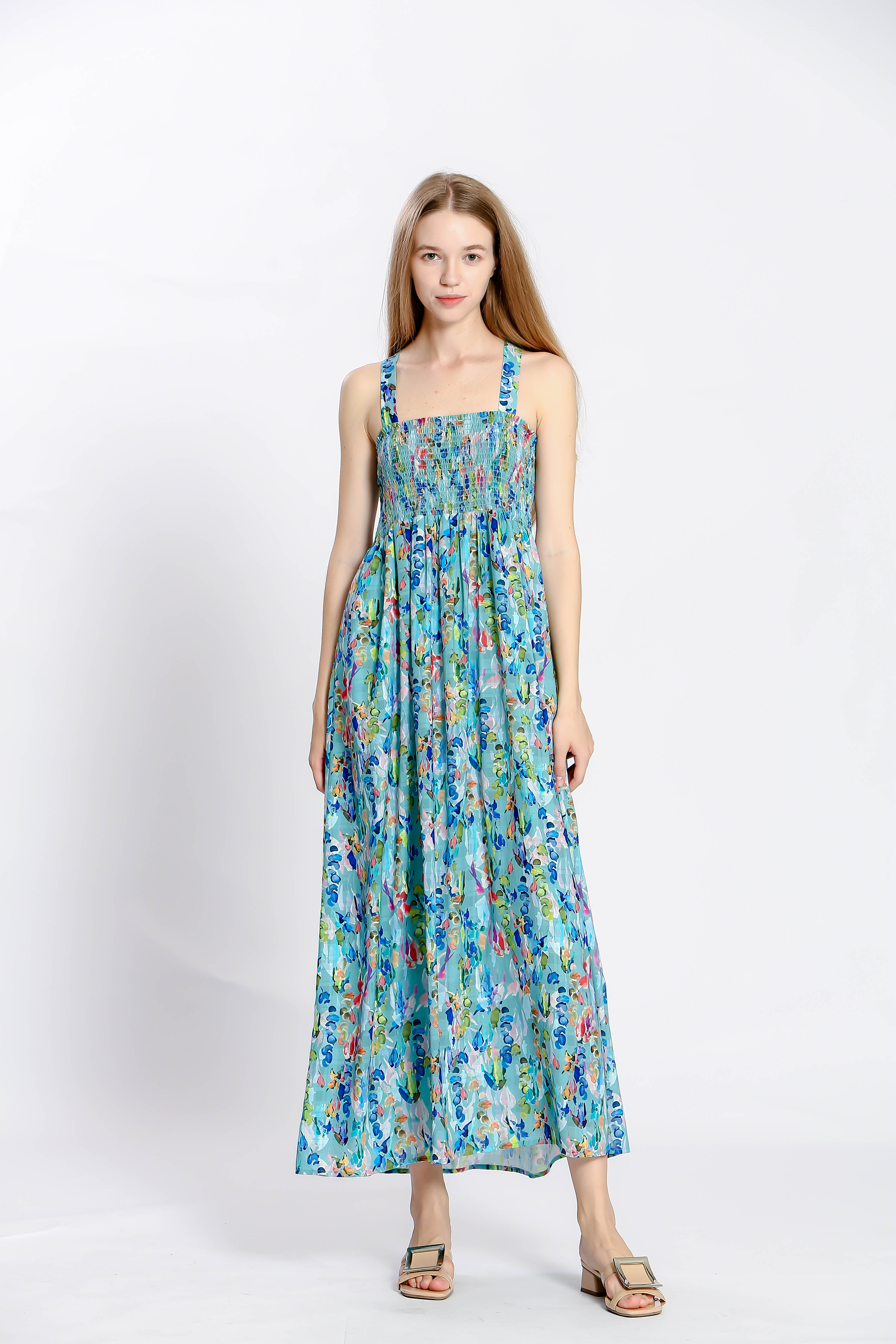 Robe bretelle à fleuri
