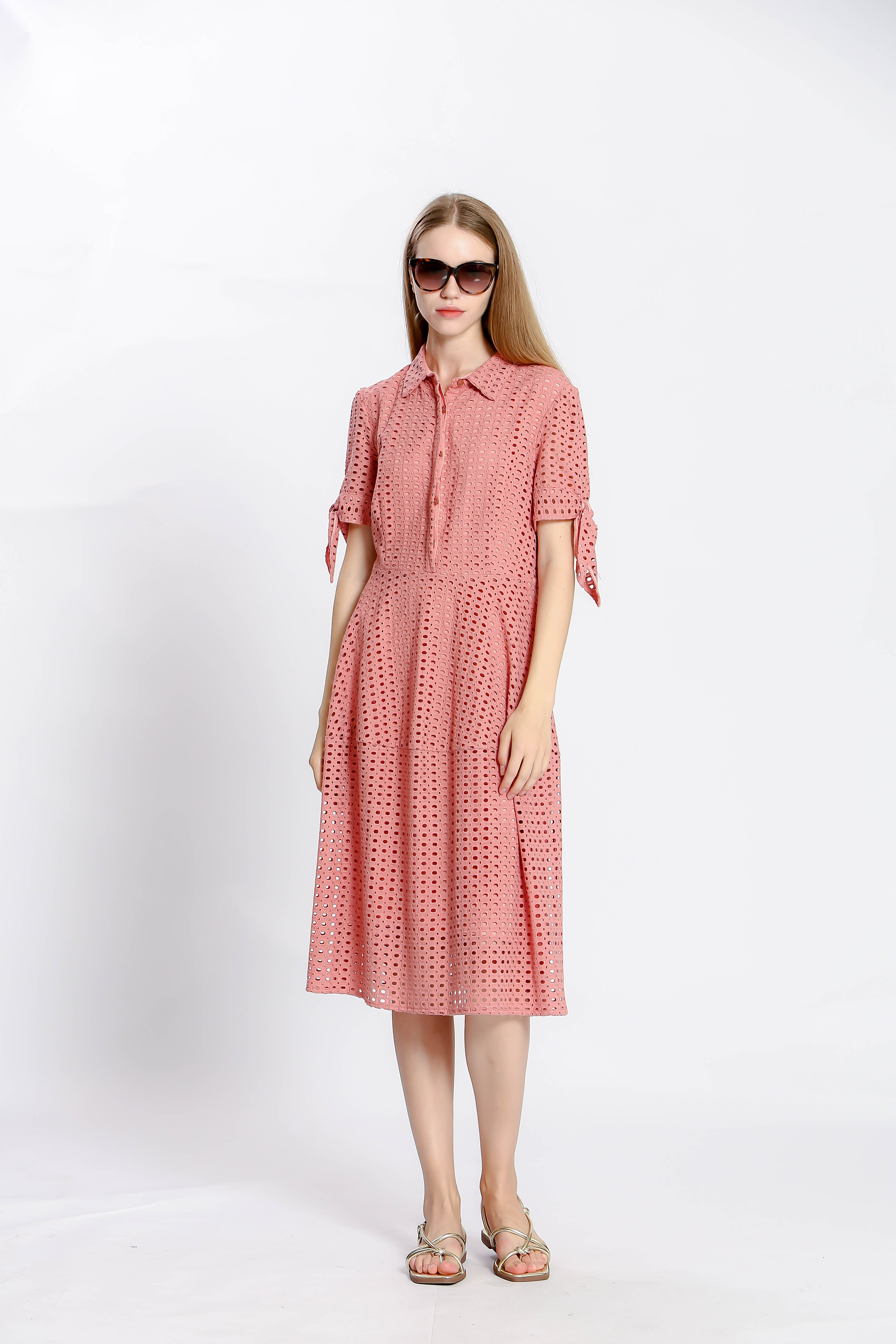 Robe uni col chemise