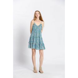 Robe bretelle col v à fleuri